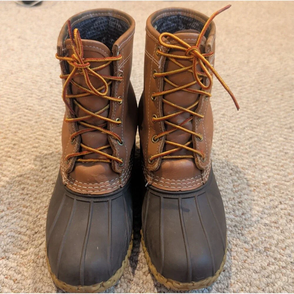 LL Bean Bean Classic Duck Boots Mens 8 Brown Tan Rubber Goretex Outdoor